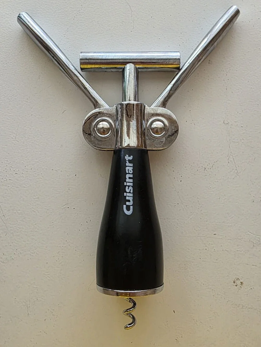 Cuisinart Corkscrew Wine Bottle Winged Opener Black Chrome Lever Cork Remover